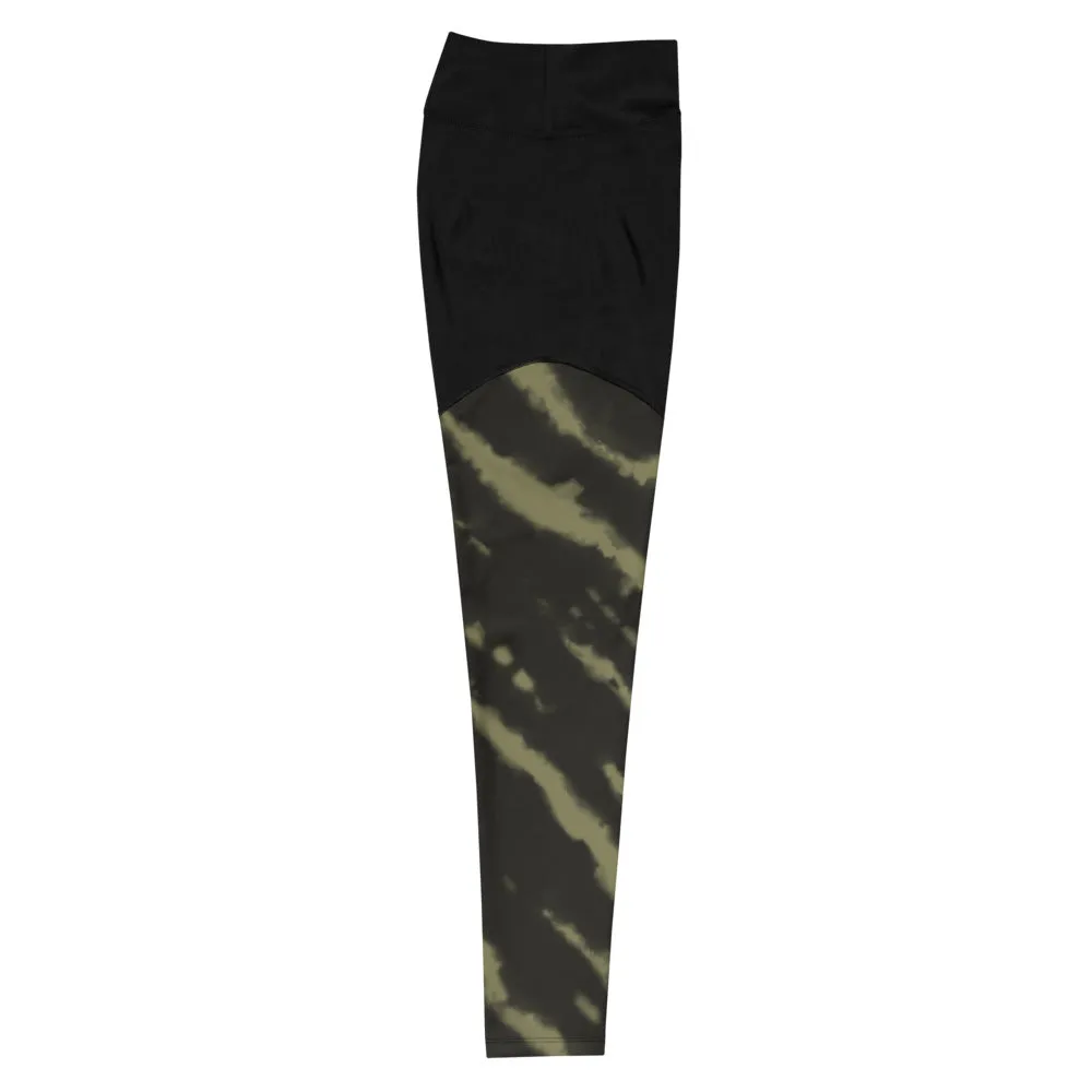 Tie Dye Compression Leggings- Green