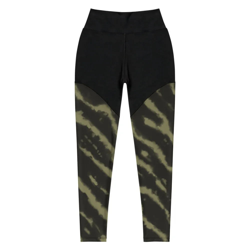 Tie Dye Compression Leggings- Green