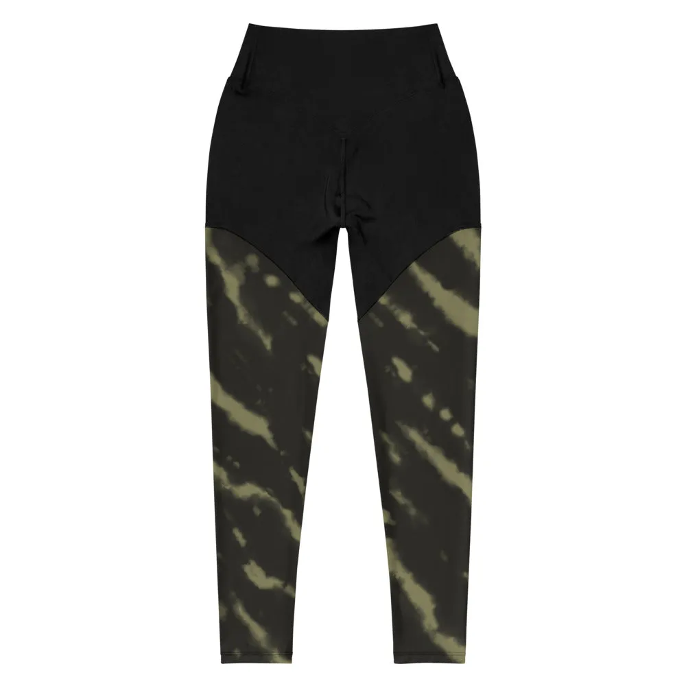 Tie Dye Compression Leggings- Green