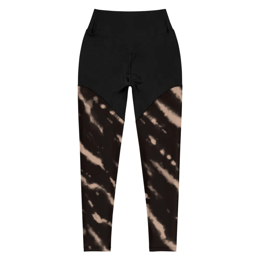 Tie Dye Compression Leggings- Tan