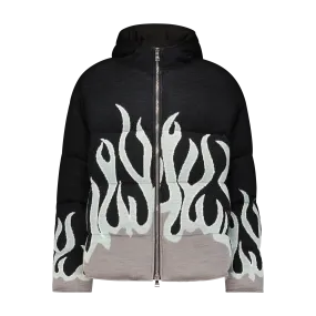 UP IN FLAMES SWEATER PUFFER