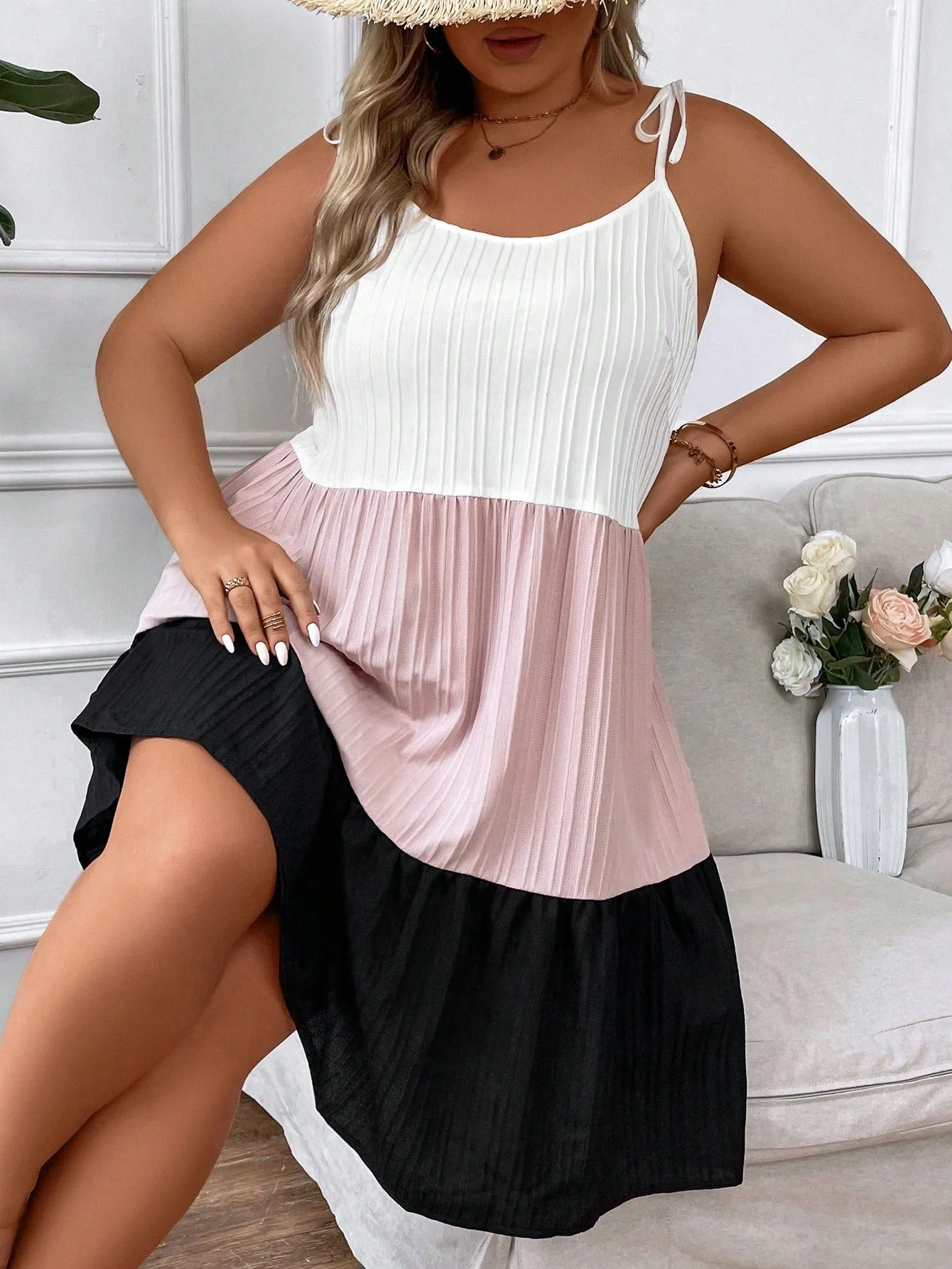 Vestido Listras Plus Size