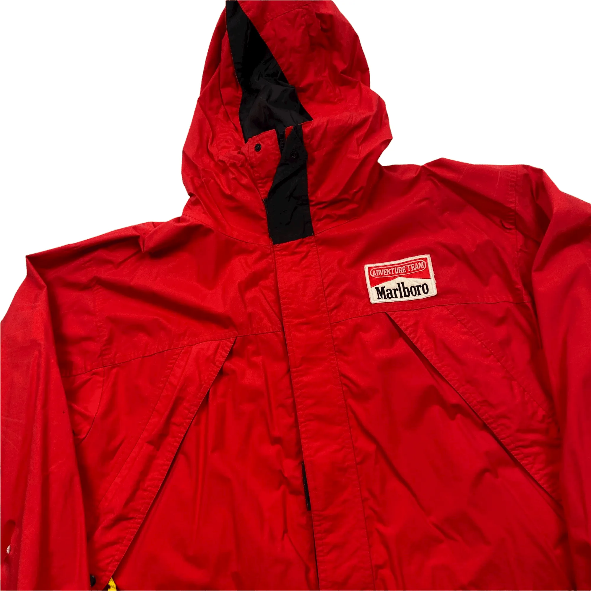 Vintage 90s Red   Black Marlboro Adventure Team Spell-Out Waterproof Jacket - Large