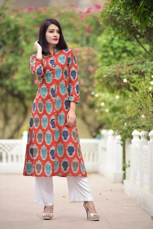 Women's Plus Size Printed Cotton Kurti